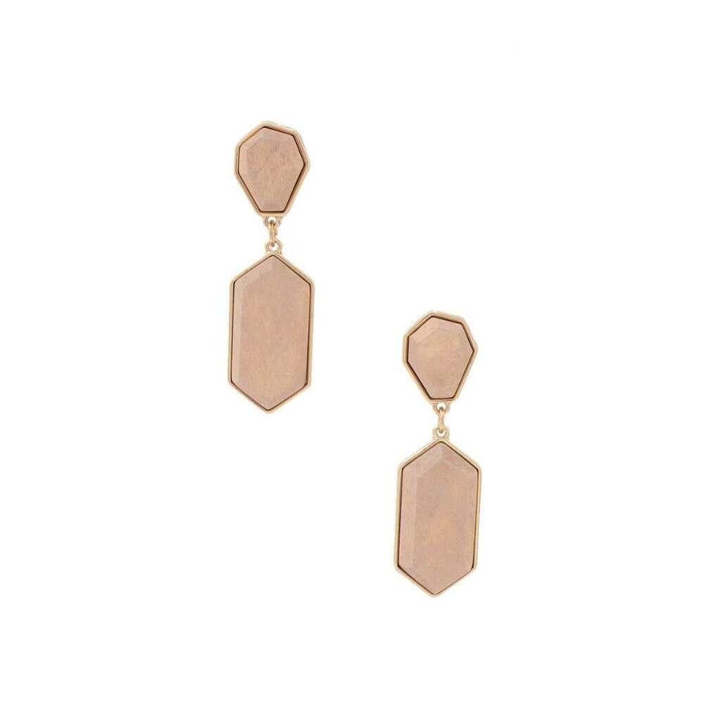 Geometric Wood Post Drop Earring - Picture 2 of 4